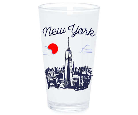 One World Trade Center Manhattan Sketch Pint Glass