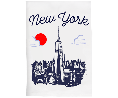 One World Trade Center Manhattan Sketch Kitchen Tea Towel