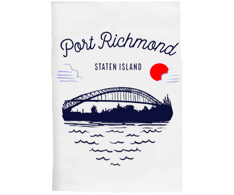 Port Richmond Staten Island Sketch Kitchen Tea Towel