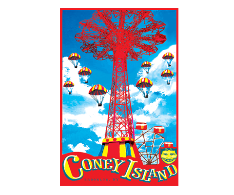 Coney Island Red Parachute Drop Brooklyn Postcard