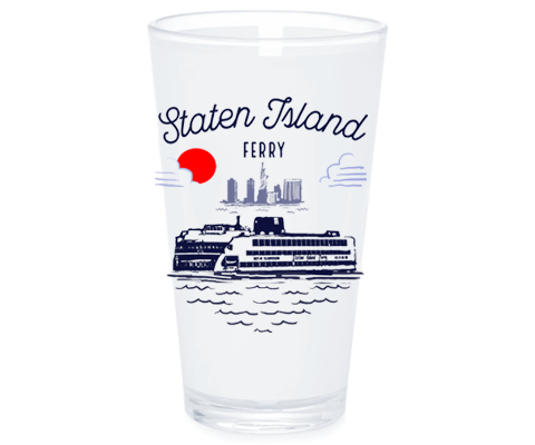 Staten Island Ferry Sketch Pint Glass