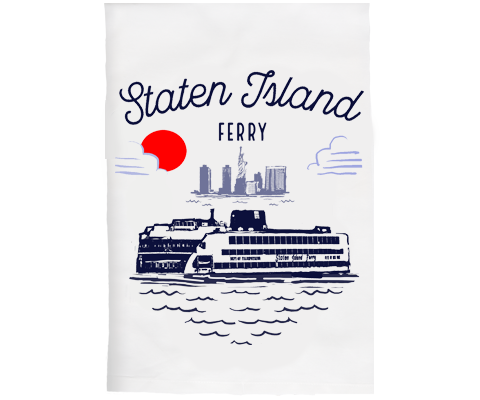 Staten Island Ferry Sketch Kitchen Tea Towel