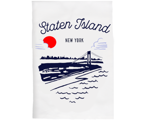 Staten Island Sketch Kitchen Tea Towel