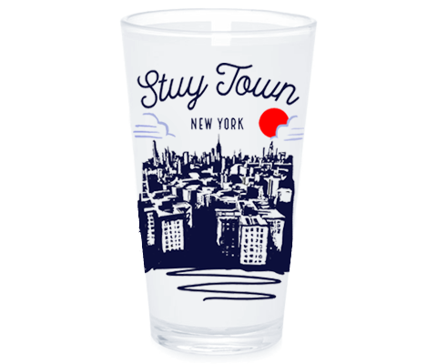Stuy Town Manhattan Sketch Pint Glass