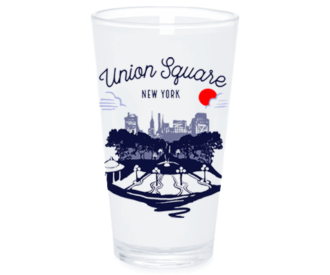 Load image into Gallery viewer, Union Square Manhattan Sketch Pint Glass
