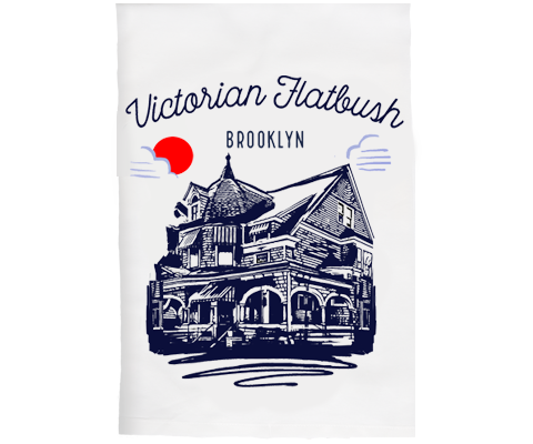 Victorian Flatbush Brooklyn Sketch Kitchen Tea Towel