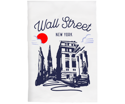 Wall Street Manhattan Sketch Kitchen Tea Towel
