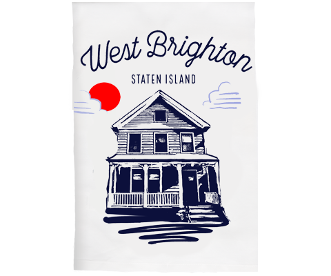 West Brighton Staten Island Sketch Kitchen Tea Towel
