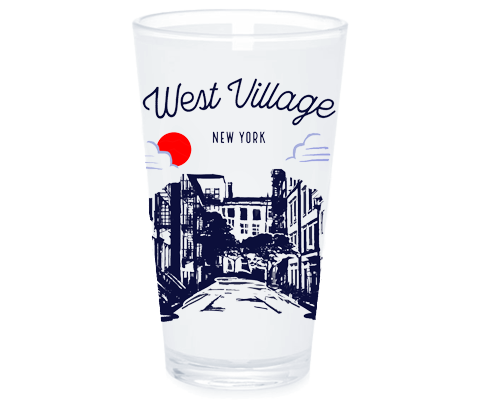 Load image into Gallery viewer, West Village Manhattan Sketch Pint Glass

