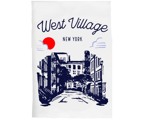 West Village Manhattan Sketch Kitchen Tea Towel