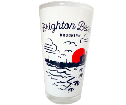 Brighton Beach Brooklyn Sketch Pint Glass