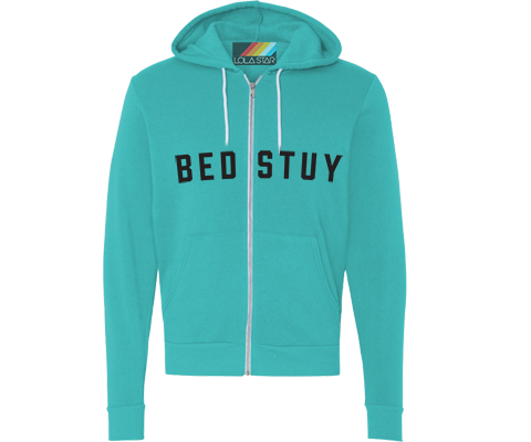 Bed-Stuy Aqua Zip Up Hoodie Sweatshirt