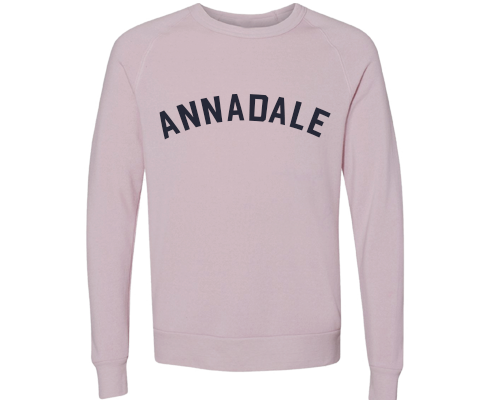 Annadale Staten Island Crew Neck Pullover Sweatshirt in Dusty Rose