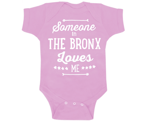Someone in The Bronx Loves Me Onesie in Light Pink