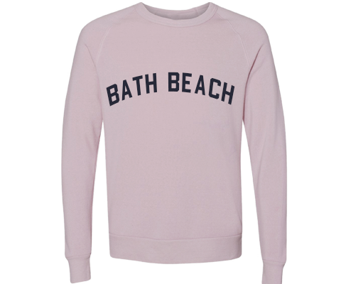 Bath Beach Brooklyn Crew Neck Pullover Sweatshirt in Dusty Rose