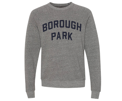 Borough Park Brooklyn Crew Neck Pullover Sweatshirt in Heather Gray