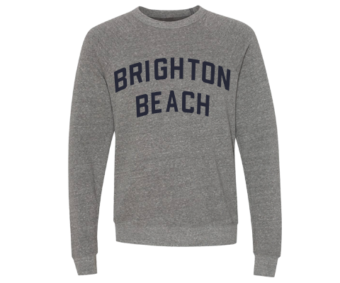 Brighton Beach Brooklyn Crew Neck Pullover Sweatshirt in Heather Gray