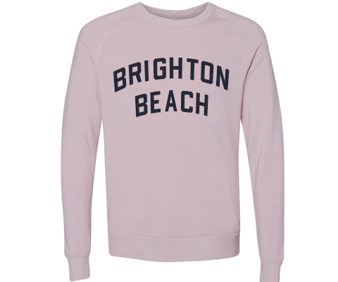 Brighton Beach Brooklyn Crew Neck Pullover Sweatshirt in Dusty Rose