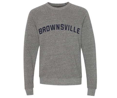 Brownsville Brooklyn Crew Neck Pullover Sweatshirt in Heather Gray
