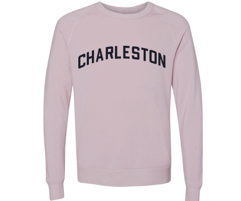 Charleston Staten Island Crew Neck Pullover Sweatshirt in Dusty Rose