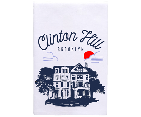 Clinton Hill Brooklyn Sketch Kitchen Tea Towel