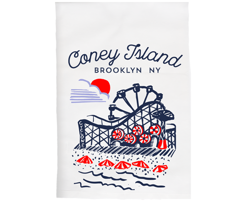 Coney Island Brooklyn Sketch Kitchen Tea Towel