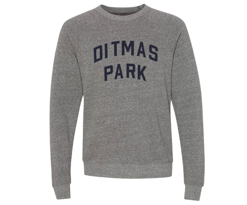 Ditmas Park Brooklyn Crew Neck Pullover Sweatshirt in Heather Gray