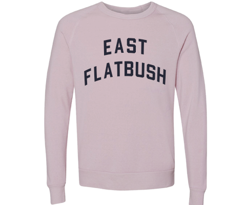 East Flatbush Brooklyn Crew Neck Pullover Sweatshirt in Dusty Rose