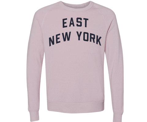 East New York Brooklyn Crew Neck Pullover Sweatshirt in Dusty Rose