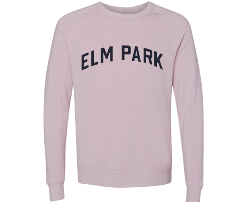 Elm Park Staten Island Crew Neck Pullover Sweatshirt in Dusty Rose