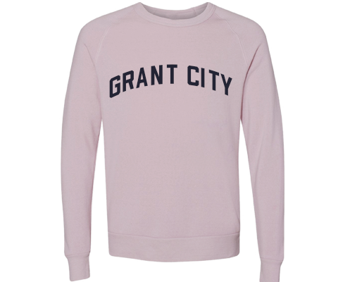 Grant City Staten Island Crew Neck Pullover Sweatshirt in Dusty Rose