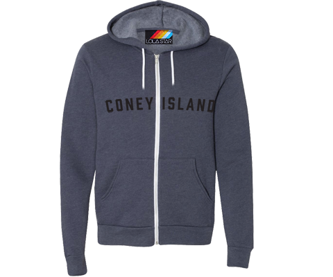 A Coney Island neighborhood heather blue hoodie.