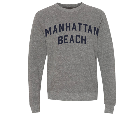 Manhattan Beach Brooklyn Crew Neck Pullover Sweatshirt in Heather Gray