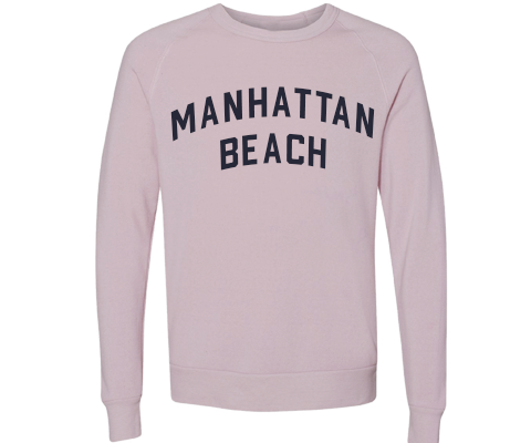 Manhattan Beach Brooklyn Crew Neck Pullover Sweatshirt in Dusty Rose
