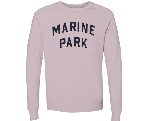 Marine Park Brooklyn Crew Neck Pullover Sweatshirt in Dusty Rose