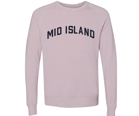 Mid Island Staten Island Crew Neck Pullover Sweatshirt in Dusty Rose