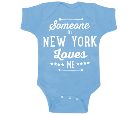 Someone in New York Loves Me Onesie in Light Blue