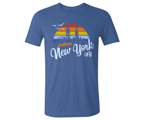New York Rainbow Surfer in Bright Blue Adult Tee