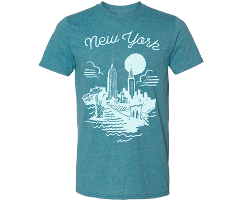 Load image into Gallery viewer, New York White Sketch Tee Shirt in Heather Teal
