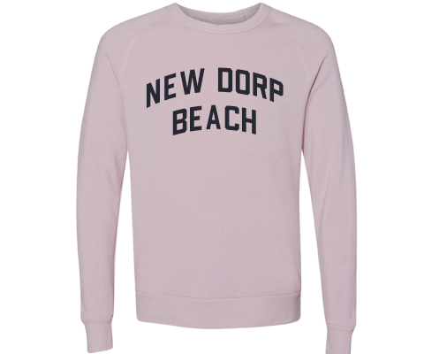 New Dorp Beach Staten Island Crew Neck Pullover Sweatshirt in Dusty Rose