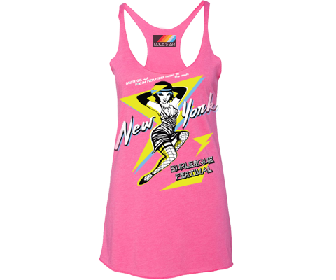Vintage Burlesque deisgn, pink tank top for ladies ,handmade gifts for her made in Brooklyn NY