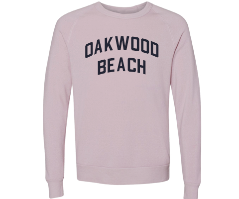 Oakwood Beach Staten Island Crew Neck Pullover Sweatshirt in Dusty Rose