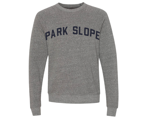 Park Slope Brooklyn Crew Neck Pullover Sweatshirt in Heather Gray