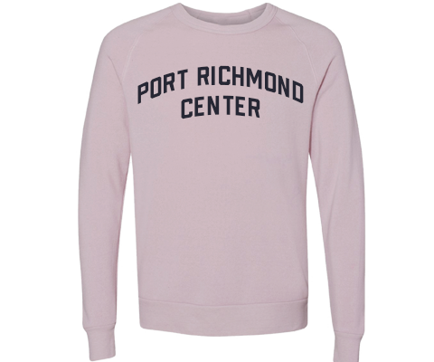 Port Richmond Center Staten Island Crew Neck Pullover Sweatshirt in Dusty Rose
