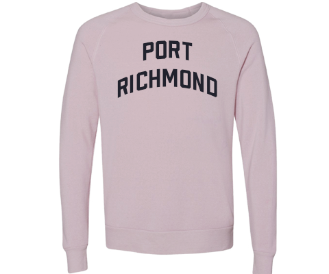 Port Richmond Staten Island Crew Neck Pullover Sweatshirt in Dusty Rose