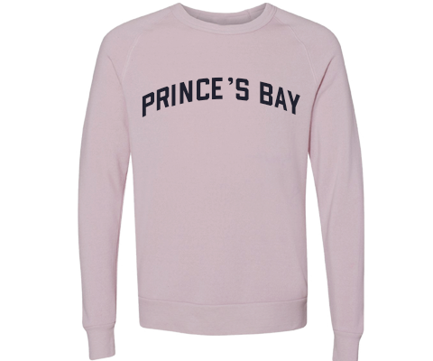 Prince's Bay Staten Island Crew Neck Pullover Sweatshirt in Dusty Rose