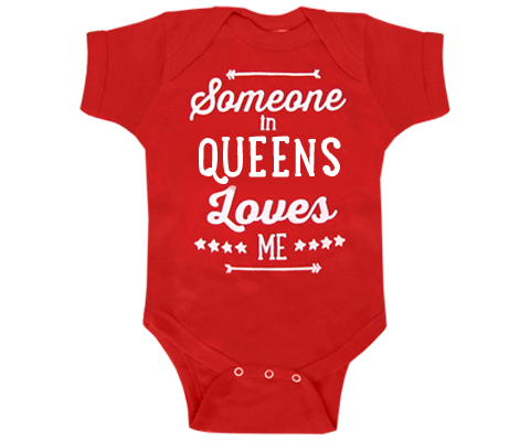 Someone in Queens Loves Me Onesie in Red