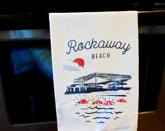 Rockaway Beach Sketch Kitchen Tea Towel