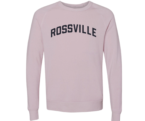 Rossville Staten Island Crew Neck Pullover Sweatshirt in Dusty Rose
