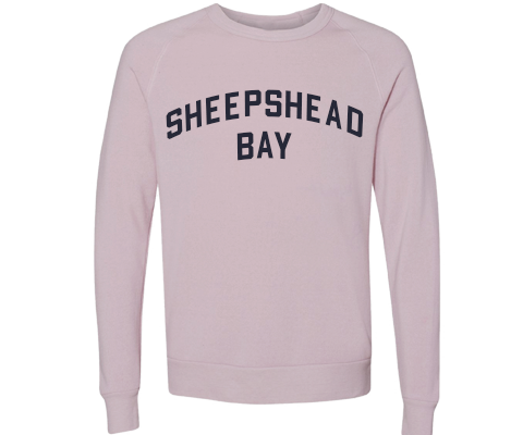 Sheepshead Bay Brooklyn Crew Neck Pullover Sweatshirt in Dusty Rose